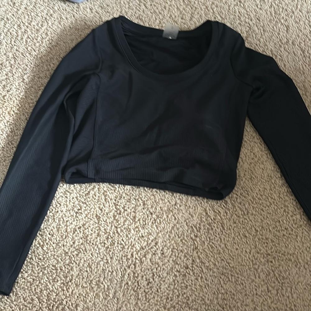 Cropped tight black long sleeve